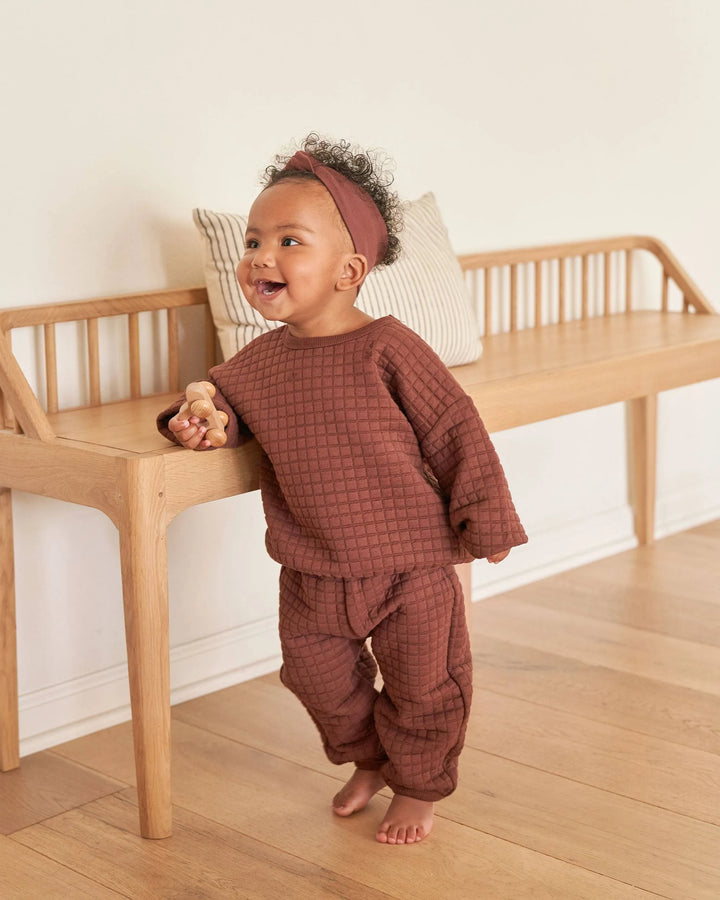 Quincy Mae Plum Quilted Sweater + Pant Set