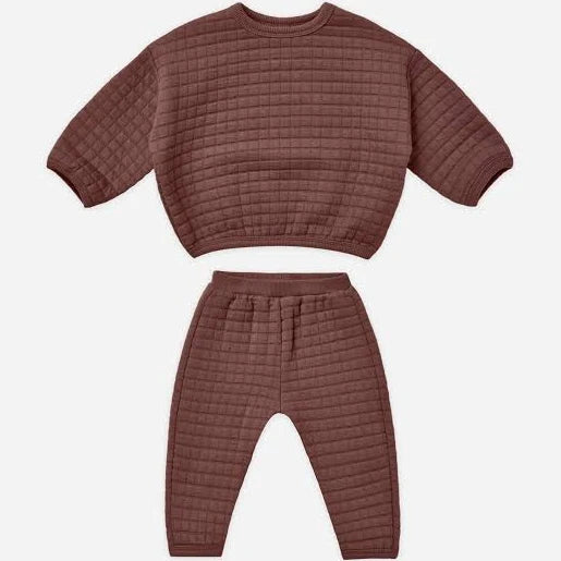 Quincy Mae Plum Quilted Sweater + Pant Set