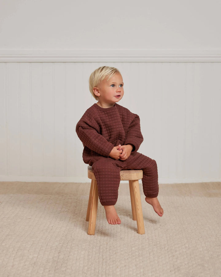 Quincy Mae Plum Quilted Sweater + Pant Set