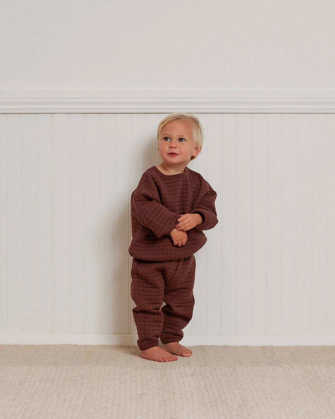 Quincy Mae Plum Quilted Sweater + Pant Set