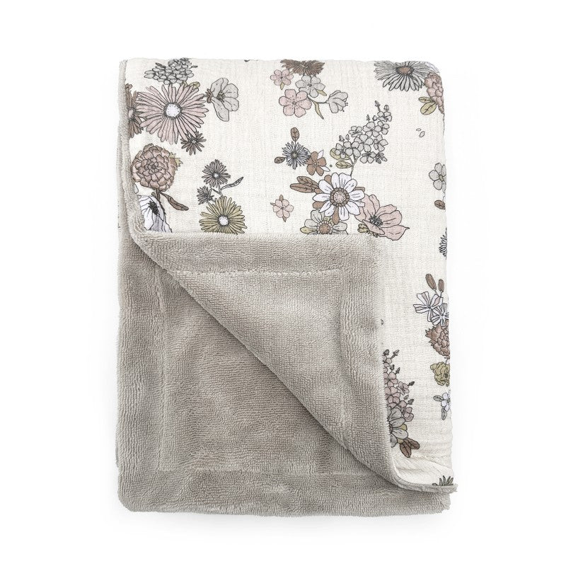 Floral Cotton/Fur Spring Blanket