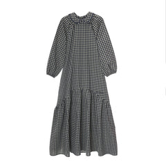 Bonjour Blue Gingham Collar Maxi