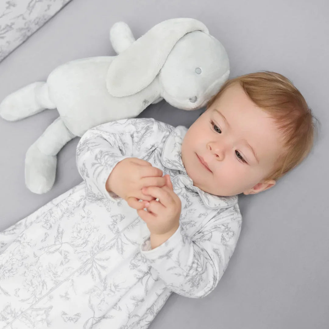 The Tartine et Chocolat bunny styled elegantly on a luxury nursery crib.