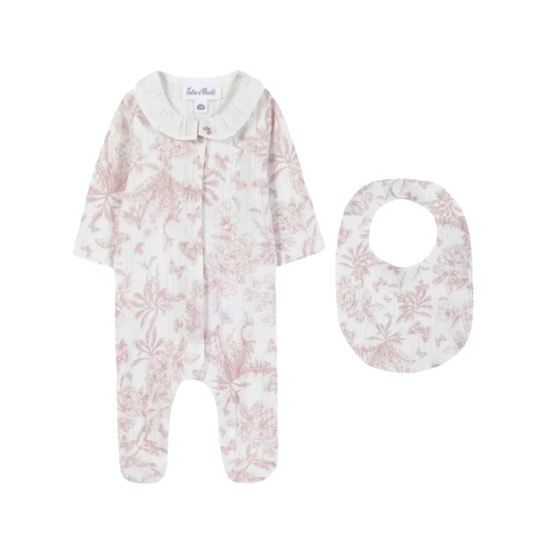 A front view of the Tartine et Chocolat jumpsuit in blush.