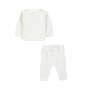 The clean back view of the luxury baby layette set.