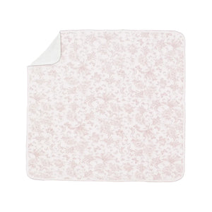 A front view of the Tartine et Chocolat plaid blanket in pink.