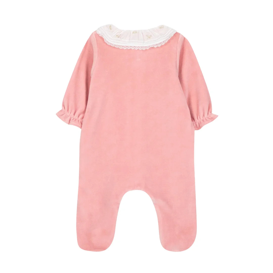 The clean back view of the luxury newborn one-piece sleepsuit.