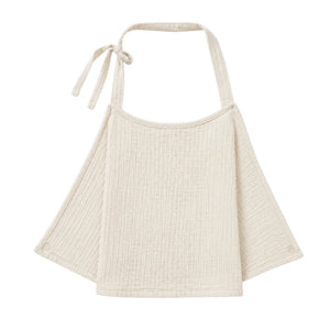 A front view of the ivory textured dots muslin nursing cover.