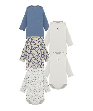 Petit Bateau - Baby Long Sleeve 5 Pack Eiffel Tower Bodysuits