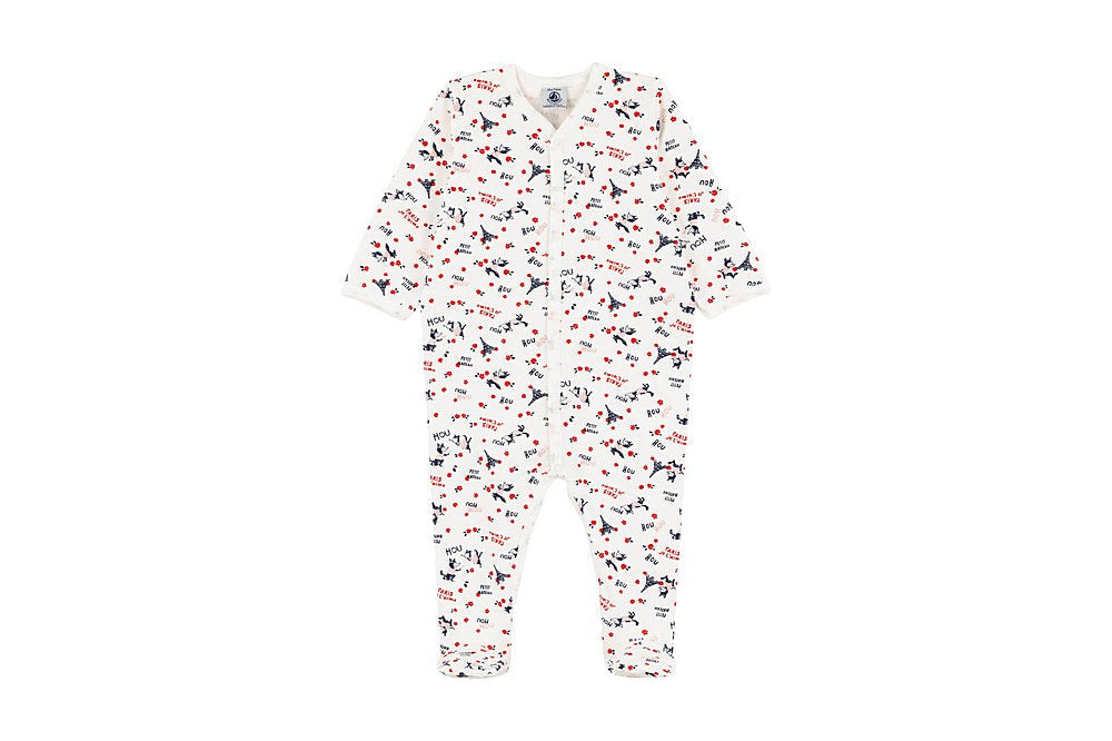 Baby Girl Front Snap Parisien Print Footie - Petit Bateau