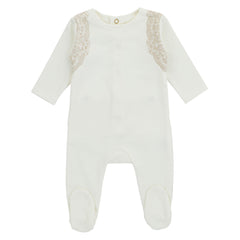 Cadeau Little Lace Beige Ruffle Footie + Hat