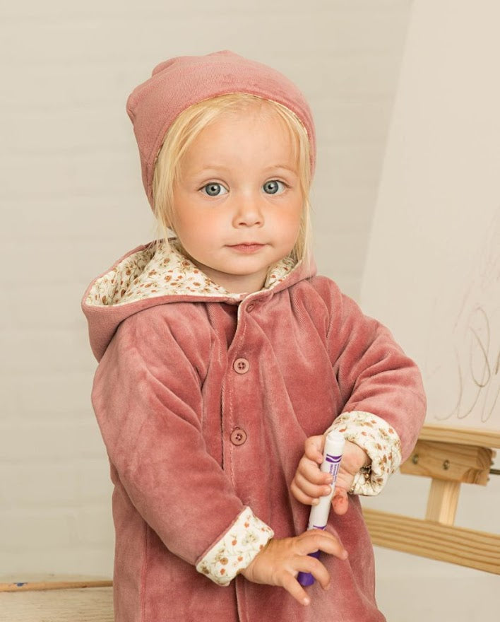 Velour Jacket With Print - Pink Clay