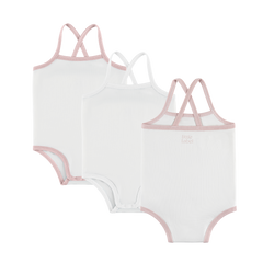 Little Label - Pink Trim 3PK Crossback Onesies