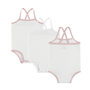 Little Label - Pink Trim 3PK Crossback Onesies