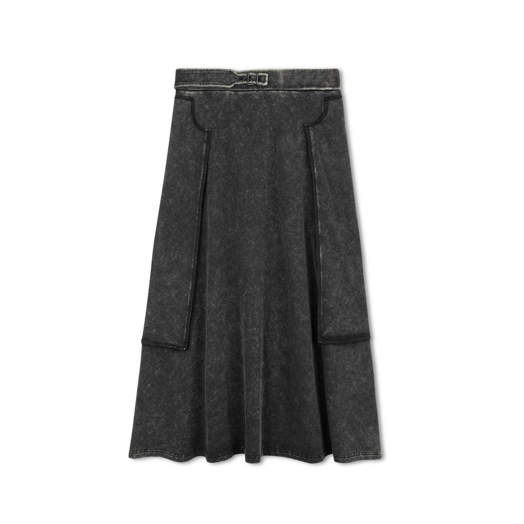 Byke Black Wash Midi Patch Skirt