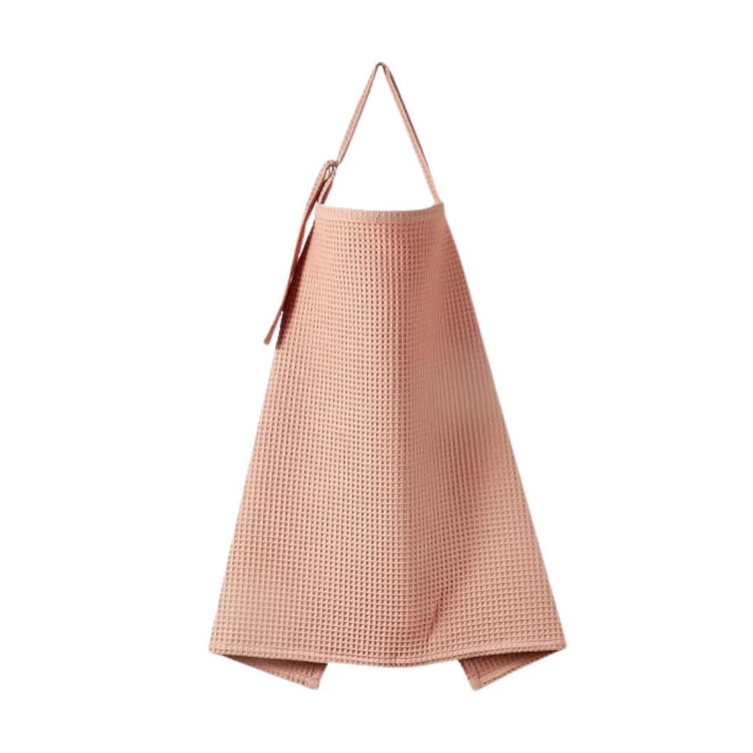 A front view of the rose waffle cotton nursing cover.