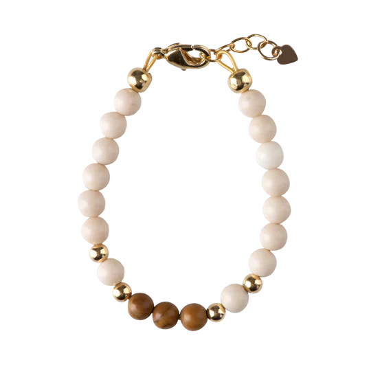 Picky Baby Dye Jade With Wood Grain Beads Bracelet
