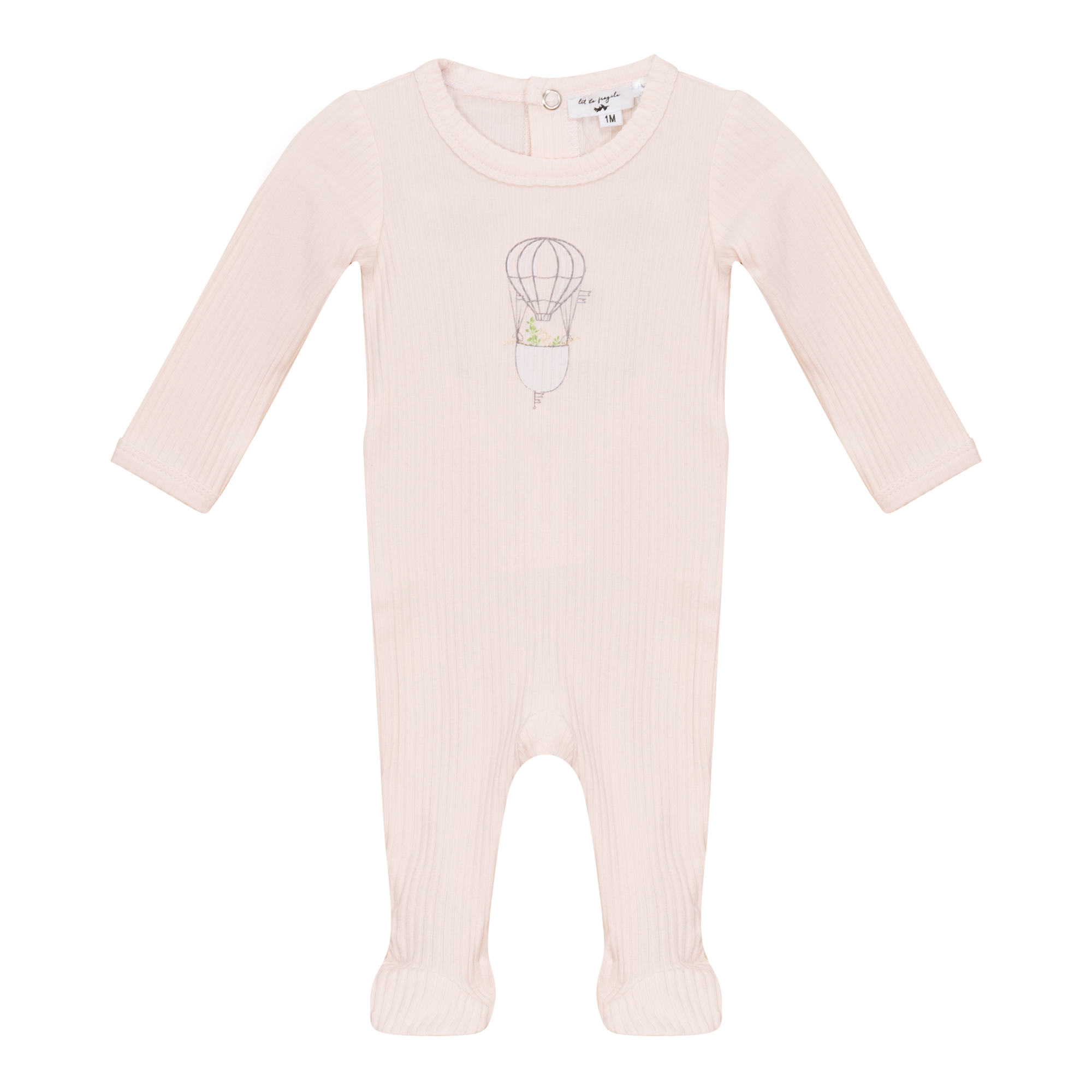 Little Fragile Powder Pink Hot Air Balloon Print Footie
