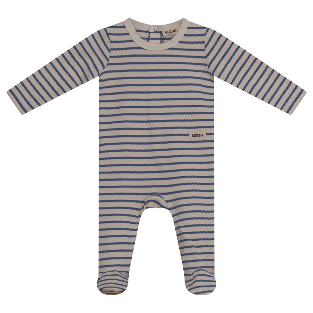 Mocha Denim Stripe Footie
