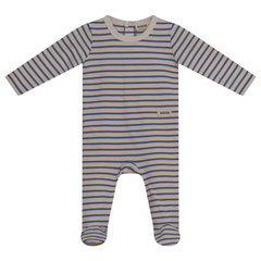 Mocha Denim Stripe Footie