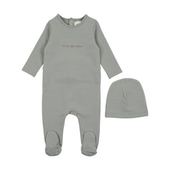 Mema Knits Powder Blue/Mink Little and Loved 3 Pc Set