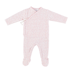 Bebe Organic Idra Pink Leaves Wrap Footie + Bonnet