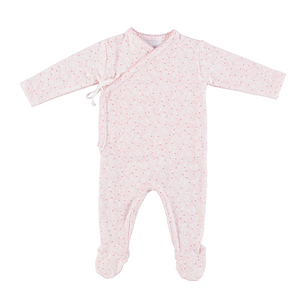 Bebe Organic Idra Pink Leaves Wrap Footie + Bonnet