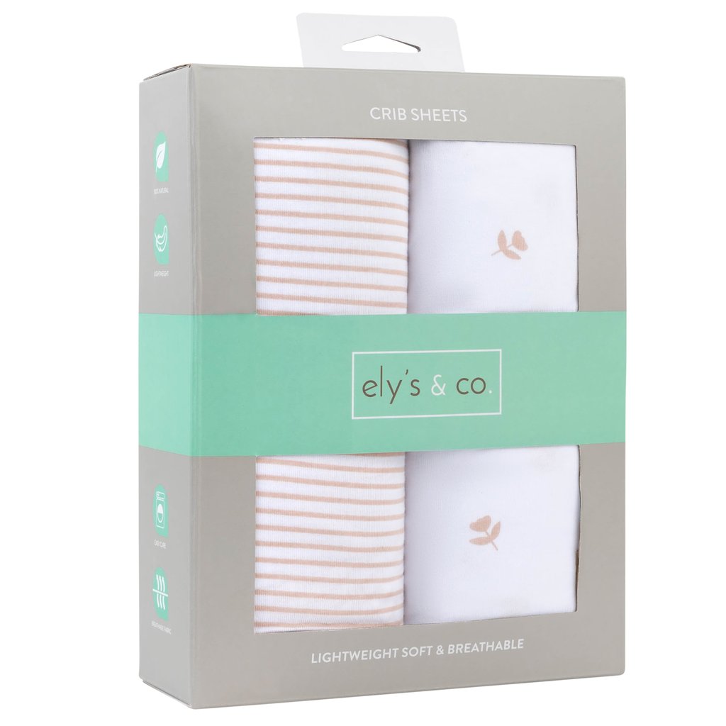 pack n play portable crib sheet set 2 pack mauve tulips stripes