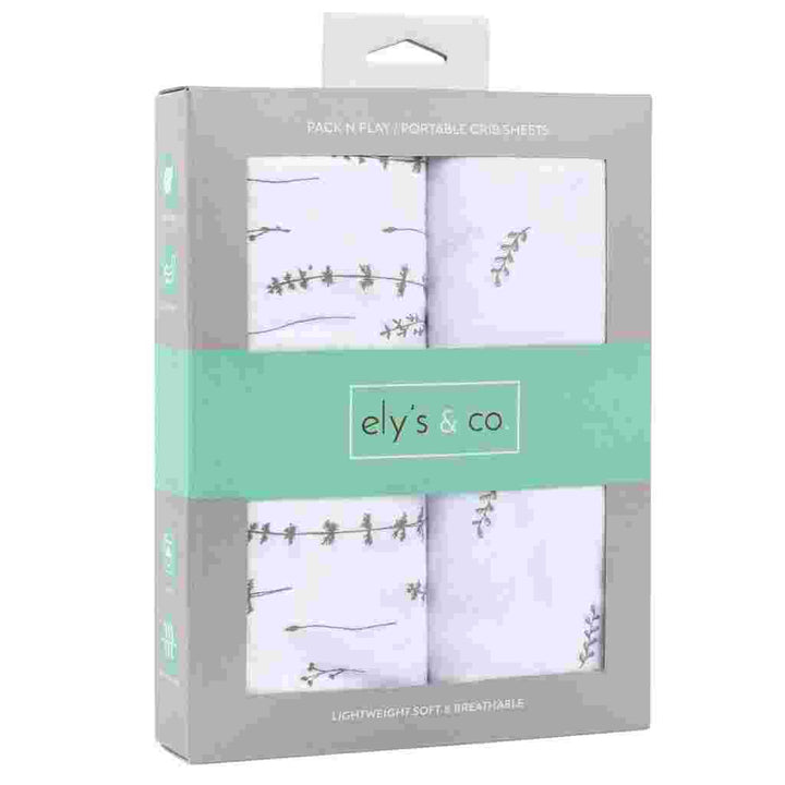 Pack N Play | Portable Crib Sheet Set - 2 Pack - Forest Grey Leaf