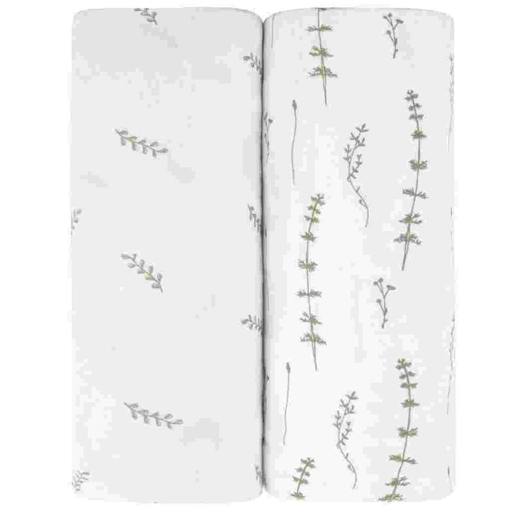 Pack N Play | Portable Crib Sheet Set - 2 Pack - Forest Grey Leaf