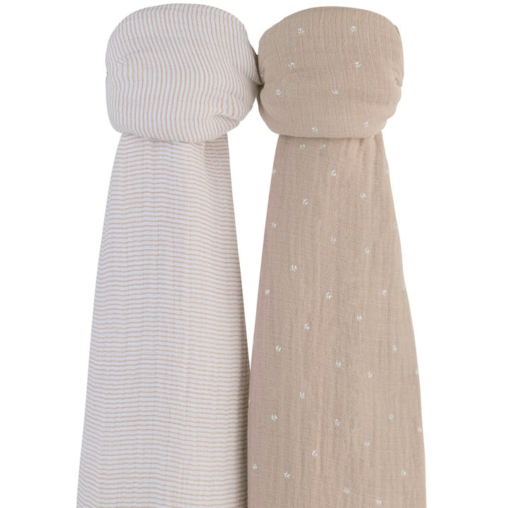 Cotton Muslin Swaddle Blanket I Mauve Tulip and Stripes