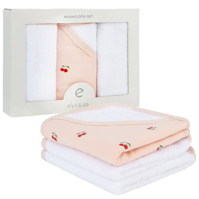 3 pack washcloth set pink cherries