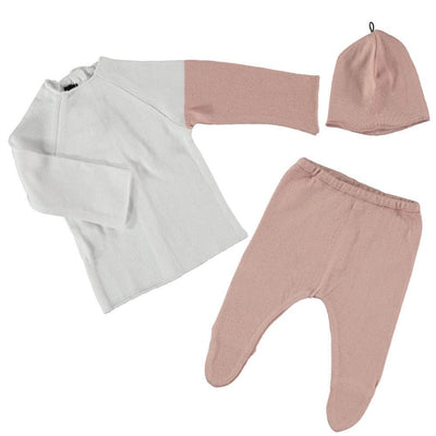 Pequeno TOCON Knit Contrast Sleeve 3 PC Set ( Top,Bottom & Hat)