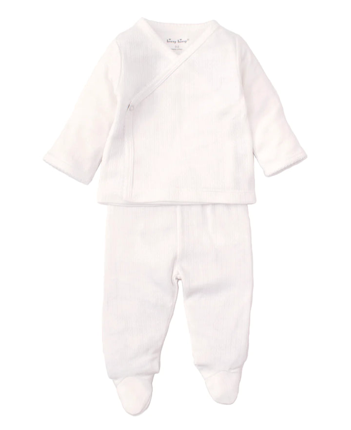 Kissy Kissy White Pointelle Cross Tee and Pant Set