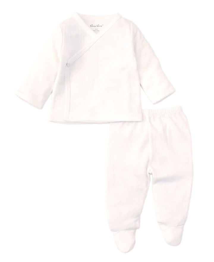 Kissy Kissy White Pointelle Cross Tee and Pant Set