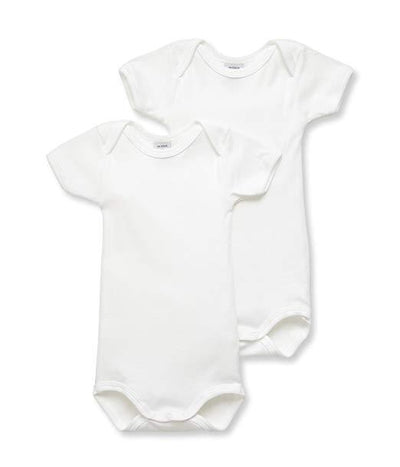 petit bateau baby organic cotton white short sleeve bodysuits pack of 2