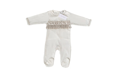 chant de joie baby off white with gold bubble footie