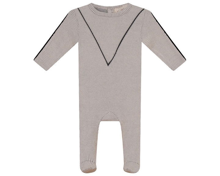 Bondoux White/Black Waffle Knit Footie