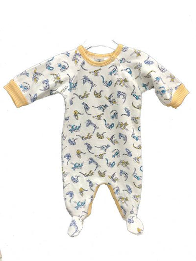 petit bateau baby footie all over cat print zipper snap opening