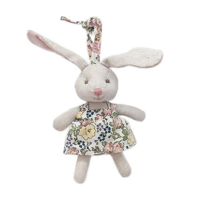 tiny bunny in floral dress decor ornament