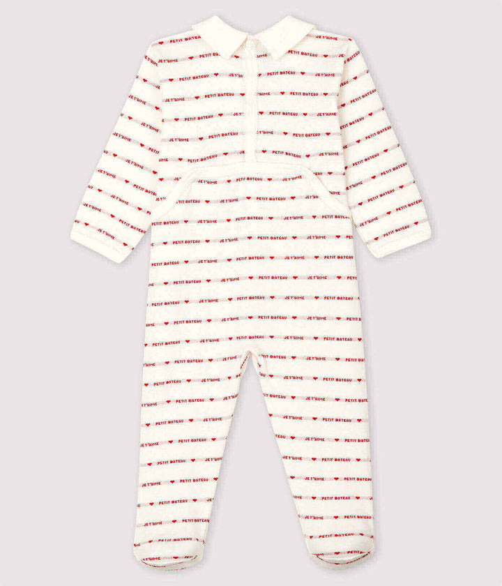 Petit Bateau Baby Boy Logo Print Romper Sleepsuit