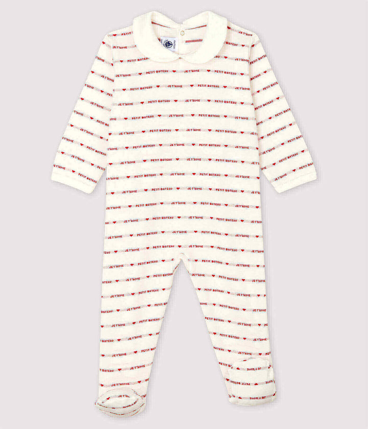 Petit Bateau Baby Boy Logo Print Romper Sleepsuit