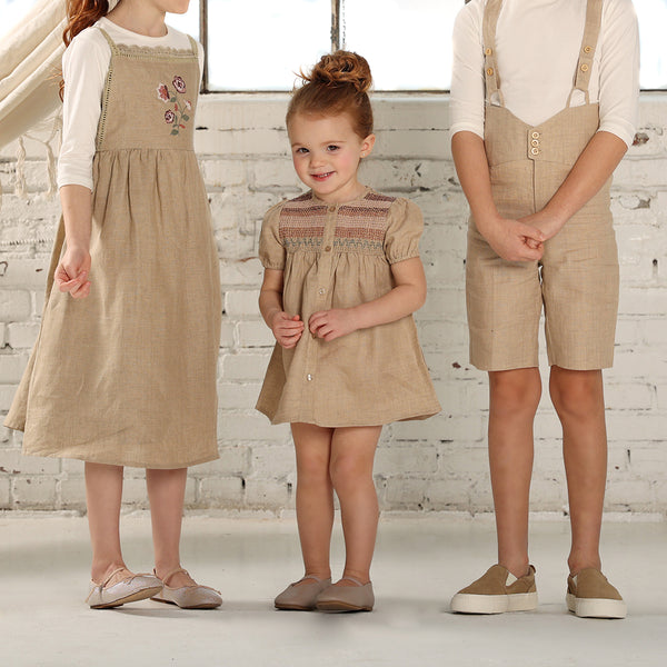 pompomme linen smocked dress