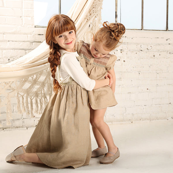 pompomme linen smocked dress
