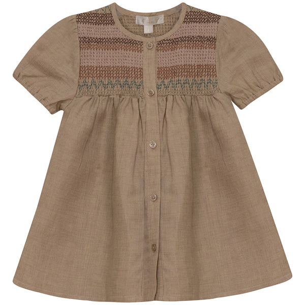 pompomme linen smocked dress