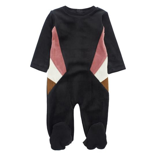 colorblock velour romper