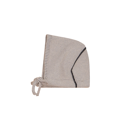 Bondoux White/Black Waffle Knit Bonnet