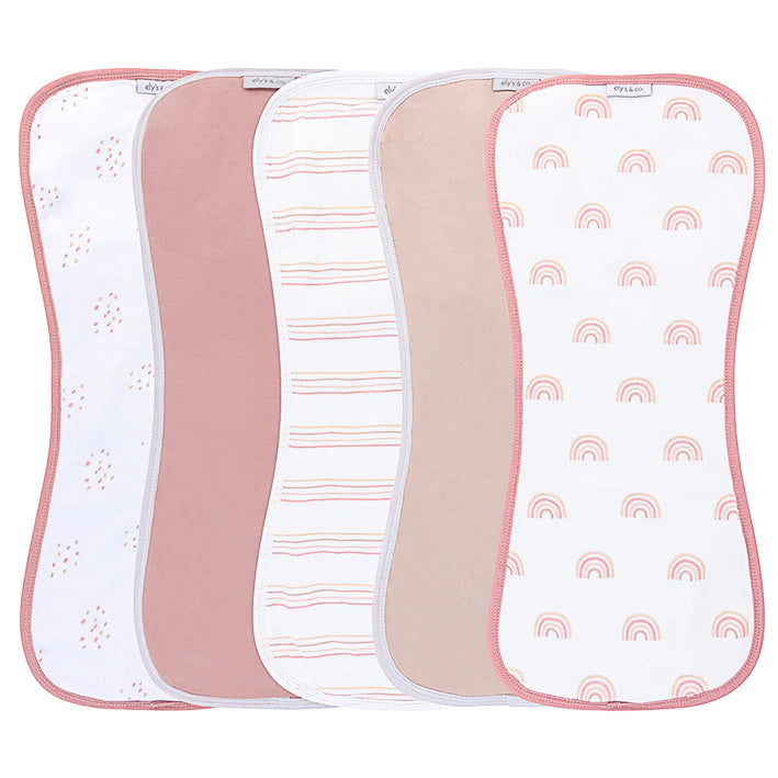 Ely's & Co 5 Pack Hourglass Rainbow Burp Cloths