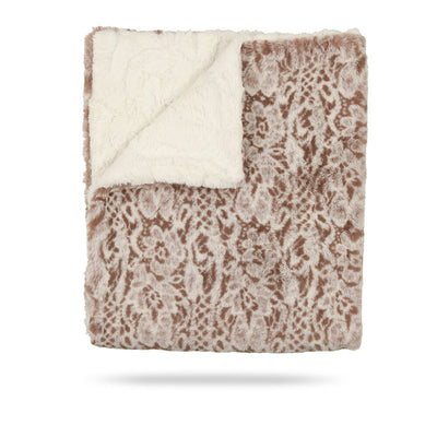 taupe and natural lace fur blanket
