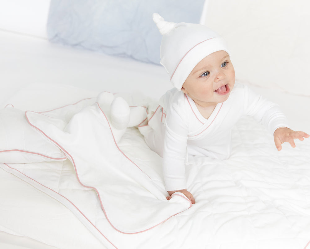 kipp baby pink detail stitch blanket